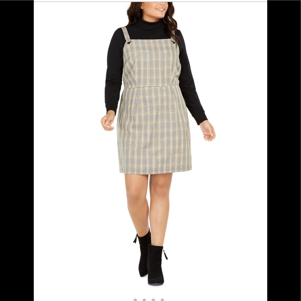NWT! Macys Size 1X Be you be free Bebop size plaid jumper dress - Picture 2 of 7